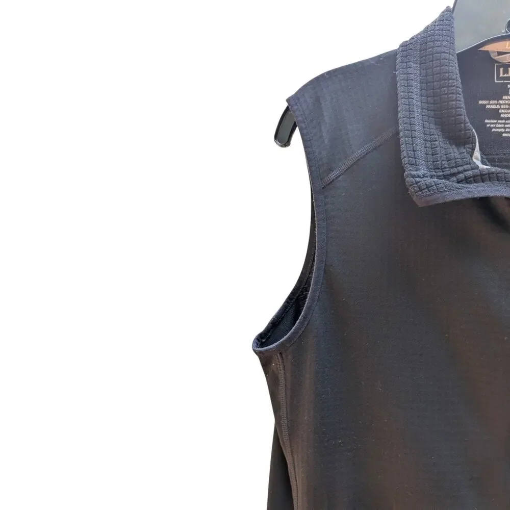 LL Bean Men's Medium Polartec Vest Black Full Zip Outdoor Hiking Trail